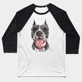 Black and White Smiling Dog Baseball T-Shirt